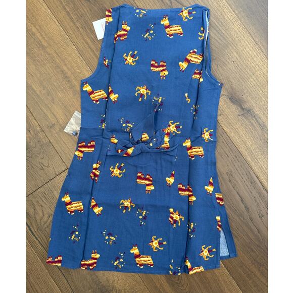 Modcloth Pinata Llama Sleeveless V-Neck Button Front Tunic Top Blue XXS NWT - Picture 2 of 9